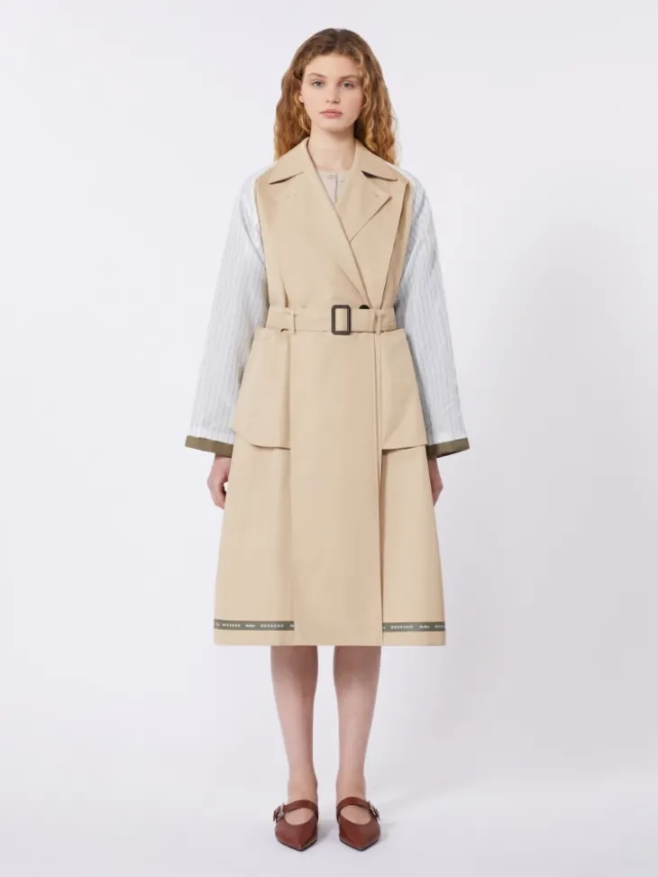 Reversible water-repellent gabardine trench coat - BEIGE