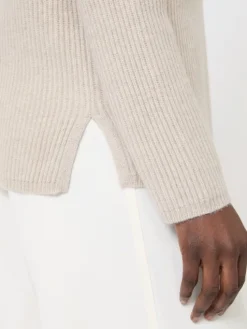 Ribbed cashmere jumper - BEIGE