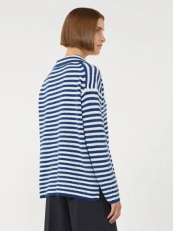 Ribbed cashmere jumper - WHITE BLUE