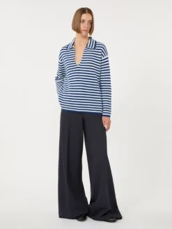 Ribbed cashmere jumper - WHITE BLUE