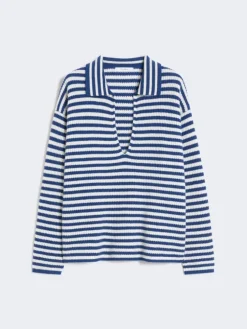 Ribbed cashmere jumper - WHITE BLUE
