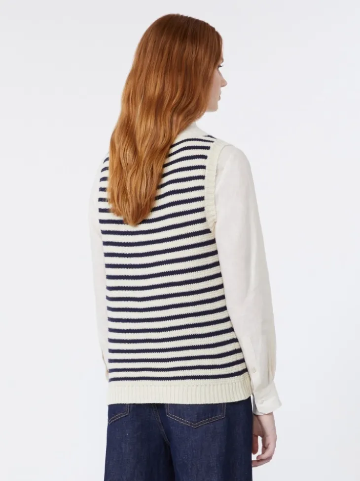 Ribbed cotton yarn jumper - NAVY