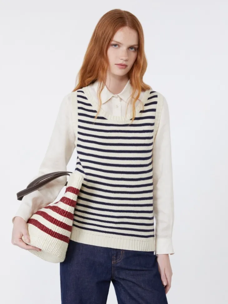 Ribbed cotton yarn jumper - NAVY