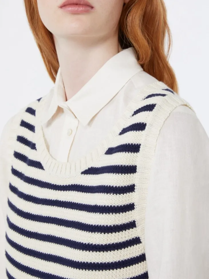 Ribbed cotton yarn jumper - NAVY