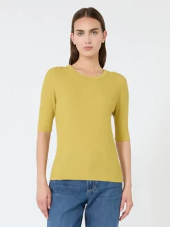 Ribbed woollen yarn jumper - YELLOW