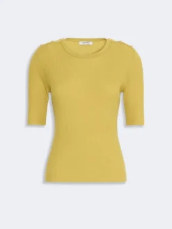 Ribbed woollen yarn jumper - YELLOW