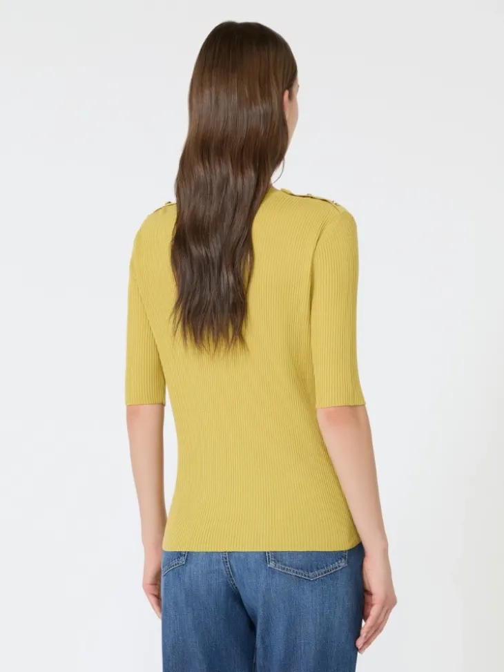 Ribbed woollen yarn jumper - YELLOW