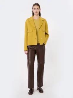 Ribbed woollen yarn jumper - YELLOW