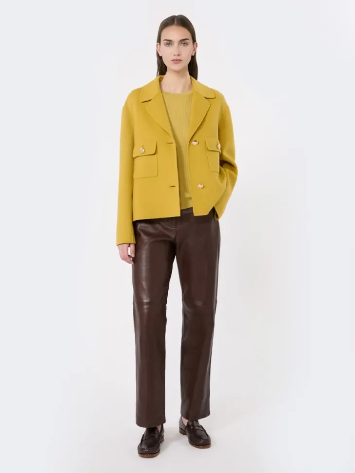 Ribbed woollen yarn jumper - YELLOW