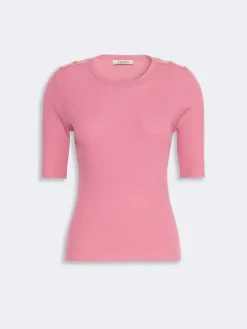 Ribbed woollen yarn jumper - PINK