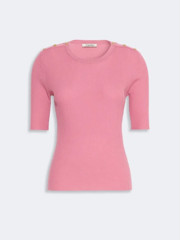Ribbed woollen yarn jumper - PINK