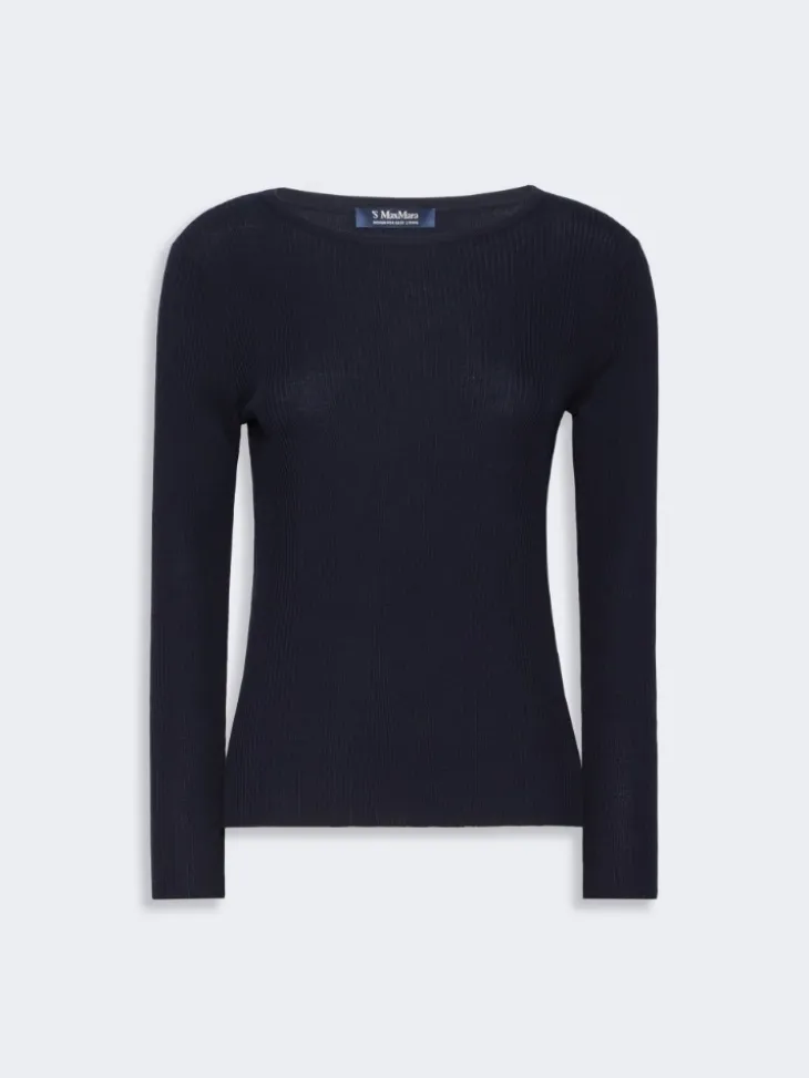Ribbed woollen yarn jumper - ULTRAMARINE
