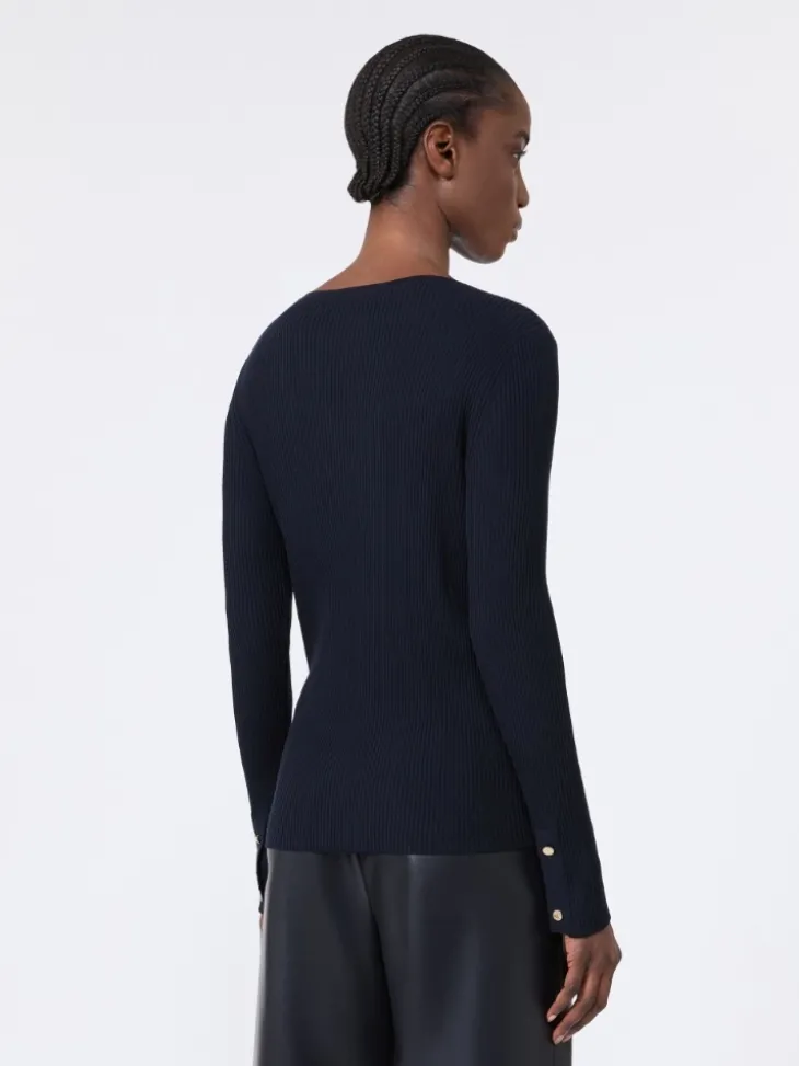 Ribbed woollen yarn jumper - ULTRAMARINE