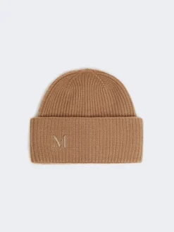 Rib-knit cashmere beanie hat - CAMEL