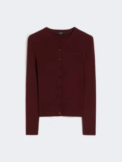 Rib-knit viscose cardigan - BORDEAUX