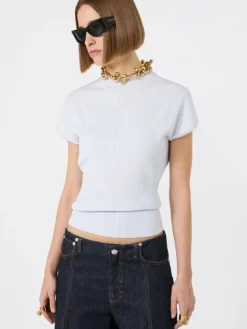 Rib-knit viscose sweater - LIGHT BLUE