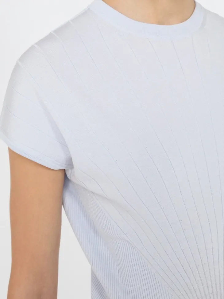 Rib-knit viscose sweater - LIGHT BLUE