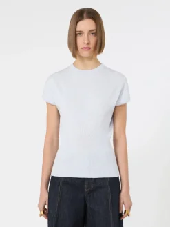 Rib-knit viscose sweater - LIGHT BLUE