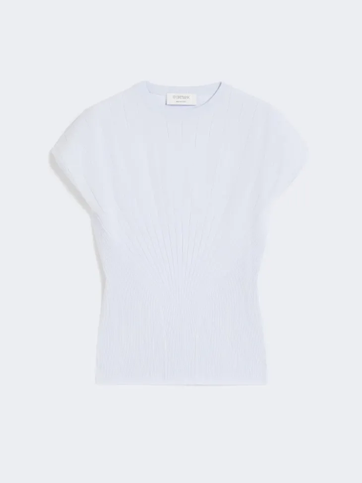Rib-knit viscose sweater - LIGHT BLUE