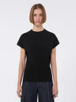 Rib-knit viscose sweater - BLACK