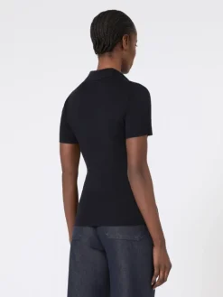 Rib-knit wool polo shirt - ULTRAMARINE
