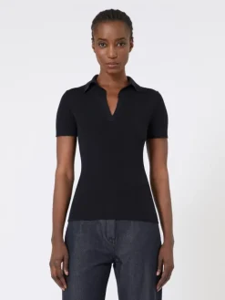 Rib-knit wool polo shirt - ULTRAMARINE