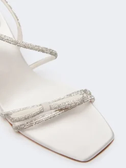 Satin and rhinestone sandals - IVORY