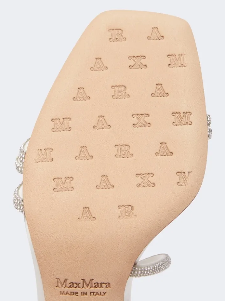Satin and rhinestone sandals - IVORY