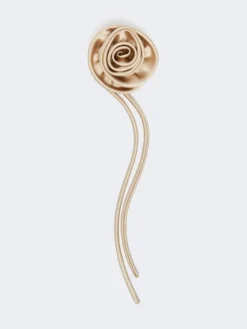 Satin flower brooch - BEIGE