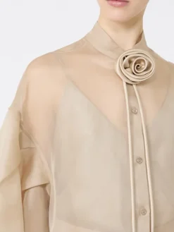 Satin flower brooch - BEIGE