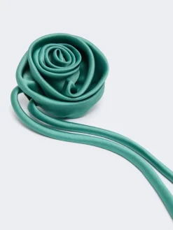 Satin flower brooch - PASTEL GREEN