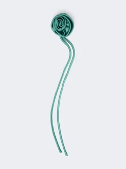Satin flower brooch - PASTEL GREEN