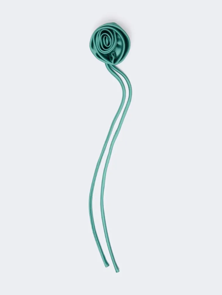 Satin flower brooch - PASTEL GREEN