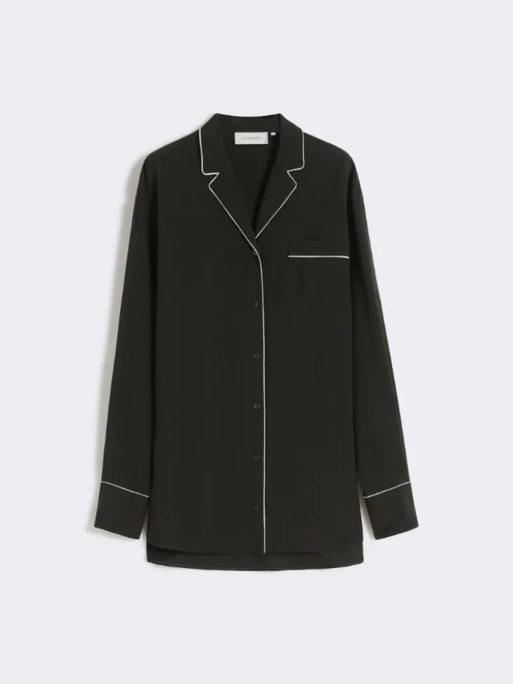 Satin overshirt - BLACK