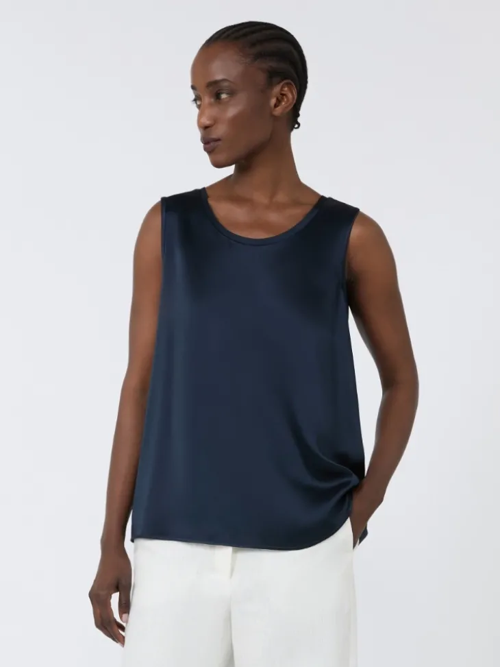 Satin top - MIDNIGHTBLUE