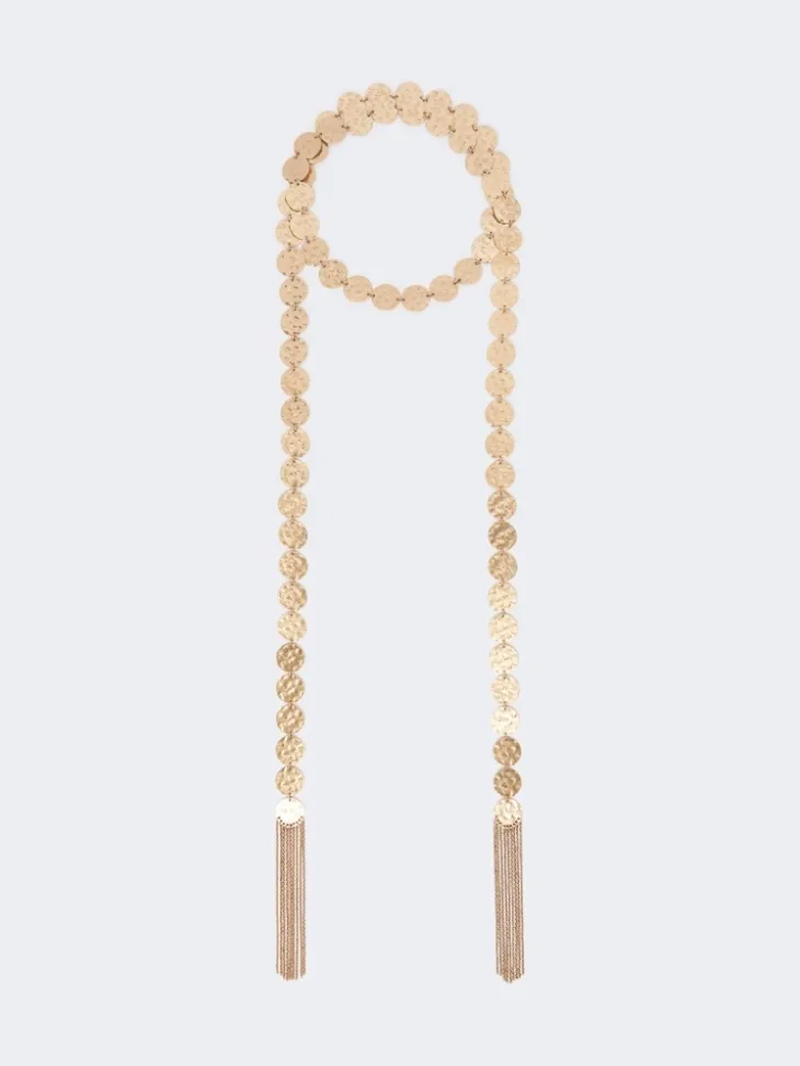 Scarf necklace with coin detail - GOLD