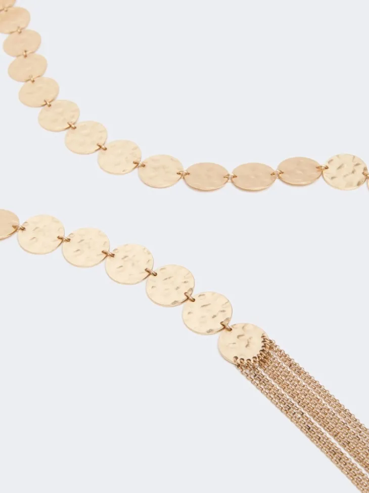 Scarf necklace with coin detail - GOLD