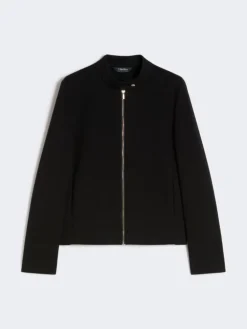 Scuba jersey biker jacket - BLACK