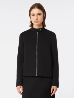 Scuba jersey biker jacket - BLACK