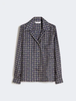 Semi-fitted printed silk shirt - ULTRAMARINE