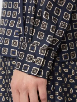 Semi-fitted printed silk shirt - ULTRAMARINE