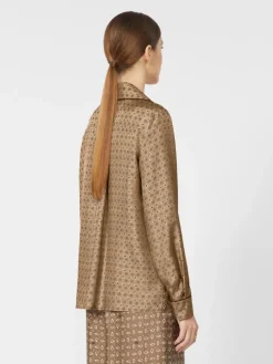 Semi-fitted printed silk shirt - MUD