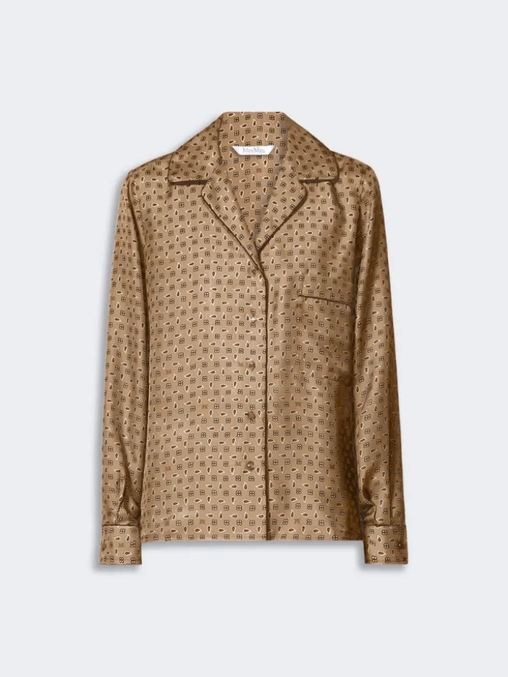 Semi-fitted printed silk shirt - MUD