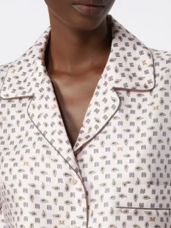 Semi-fitted printed silk shirt - PINK