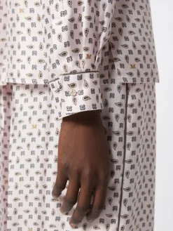 Semi-fitted printed silk shirt - PINK