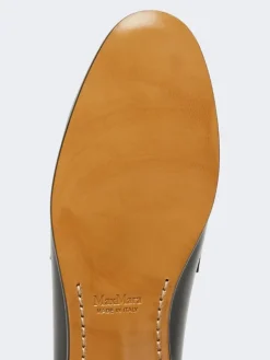 Semi-glossy leather moccasins - BLACK