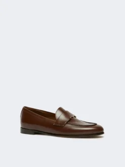 Semi-glossy leather moccasins - COCOA