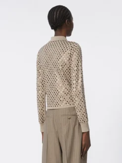 Sequinned wool cardigan - BROWN