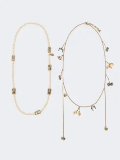 Set of metal and glass necklaces - EMERALD