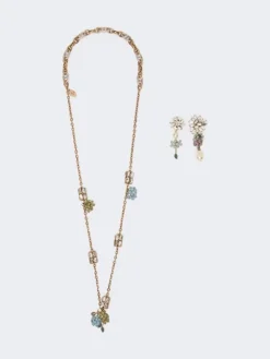 Set with flower and crystal details - GOLD